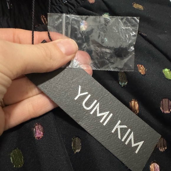 NWT Yumi Kim Lexington Blouse Black and Silver Smocked Ruffled Blouse - Picture 5 of 7